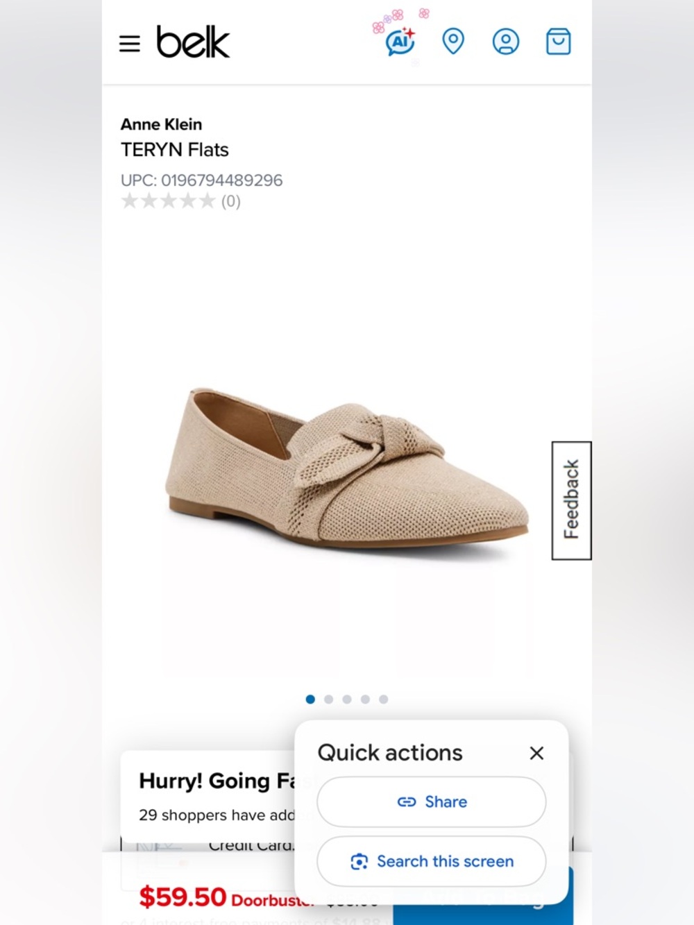 Anne Klein Teryn Bow Knit Slip-On Work Dress Loafer Flats Women’s Size 9M $60 - Picture 2 of 11